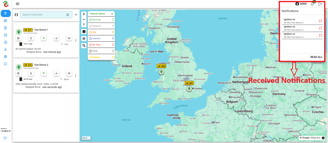 Maps Notification Tab